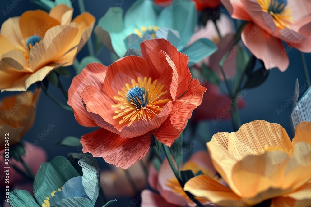 Flowers and leaves made of paper Flowers and leaves made of paper