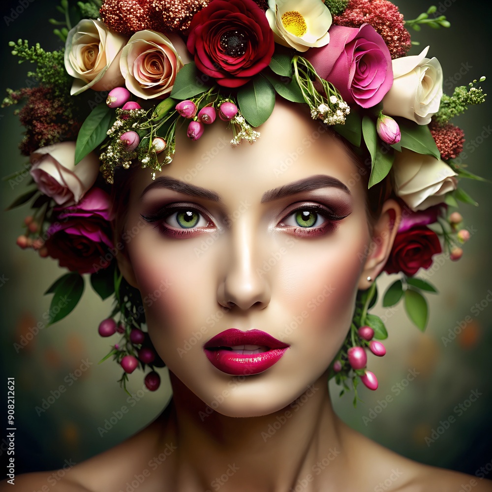 woman with flowers woman with flowers