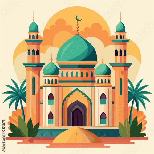 taj mahal agra country, taj mahal vector illustration, taj mahal, illustration of mosque, illustration of mosque in the morning
