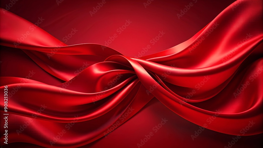 Elegant red silk ribbon twisting in a wave pattern, luxurious holiday background Elegant red silk ribbon twisting in a wave pattern, luxurious holiday background