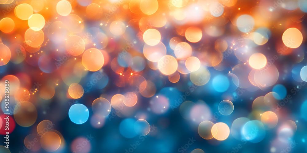 Fototapeta premium Blurry Bokeh Effect with Colorful Spectrum of Hues