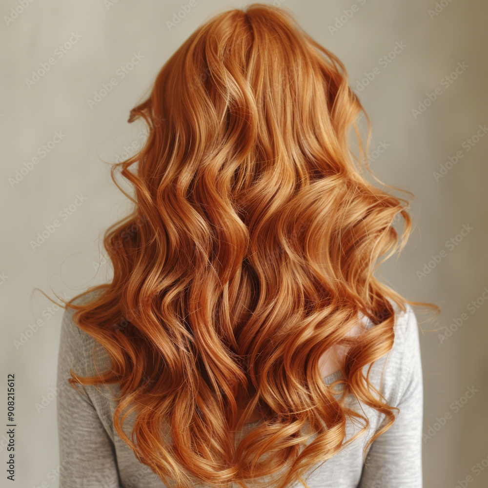 Fototapeta premium Beauty Fashion Model with long shiny red hair. Waves & Curls volume Hairstyle. Hair Salon. Updo. Woman with healthy hair girl with luxurious Updo haircut. Hair loss.
