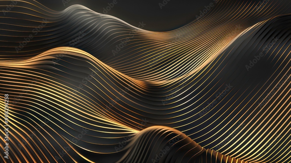 Abstract Wavy Lines with Golden Highlights Abstract Wavy Lines with Golden Highlights