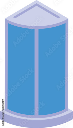 This illustration showcases a modern shower cabin, ideal for showcasing bathroom fixtures in contemporary home design projects
