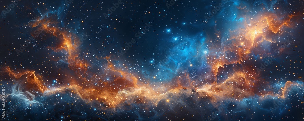 Obraz premium Abstract night sky with bright stars in watercolor.