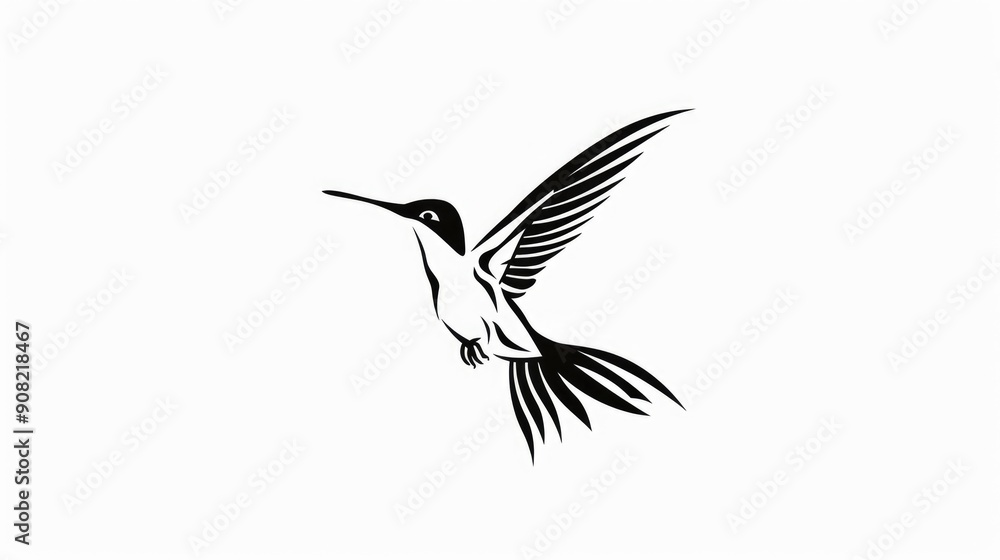 Hummingbird Outline Logo Design Element Set for Tropical Bird Icon Hummingbird Outline Logo Design Element Set for Tropical Bird Icon