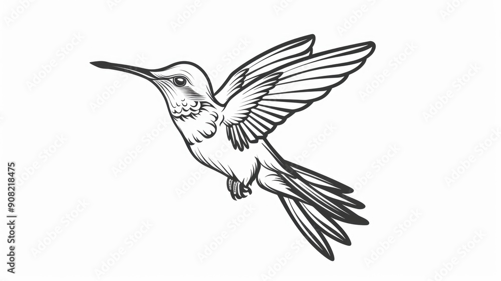 Hummingbird Outline Logo: Exquisite Tropical Bird Icon Design Element Set Hummingbird Outline Logo: Exquisite Tropical Bird Icon Design Element Set