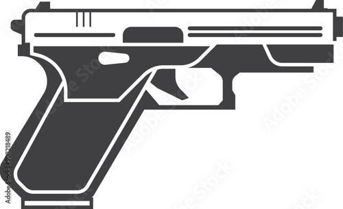 Handgun black icon. Hand weapon. Army gun