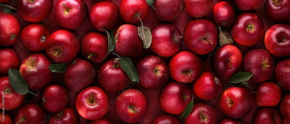 Fresh red apples, top view, vibrant and plentiful. Fresh red apples, top view, vibrant and plentiful.