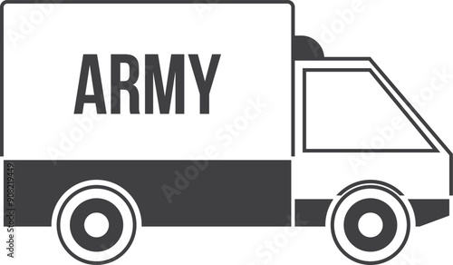 Army truck black icon. Military transport symbol