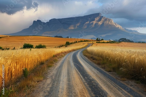 Wheat Africa. South African Nature and Landscapes with Mountains, Roads, and Ocean Views