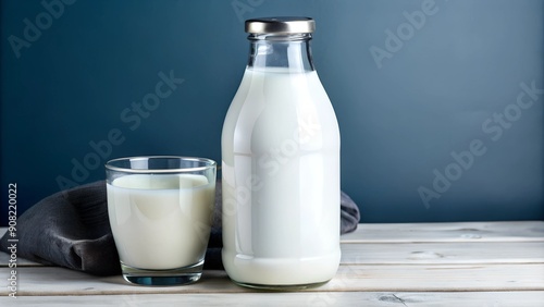 bottle of milk and glass