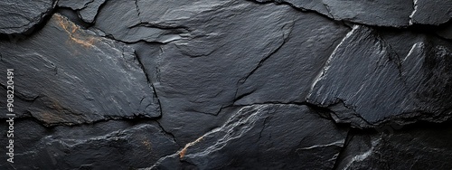 Panel kuchenny z motywem  Dark grey black slate texture background. Black stone texture. Black granite slabs background 