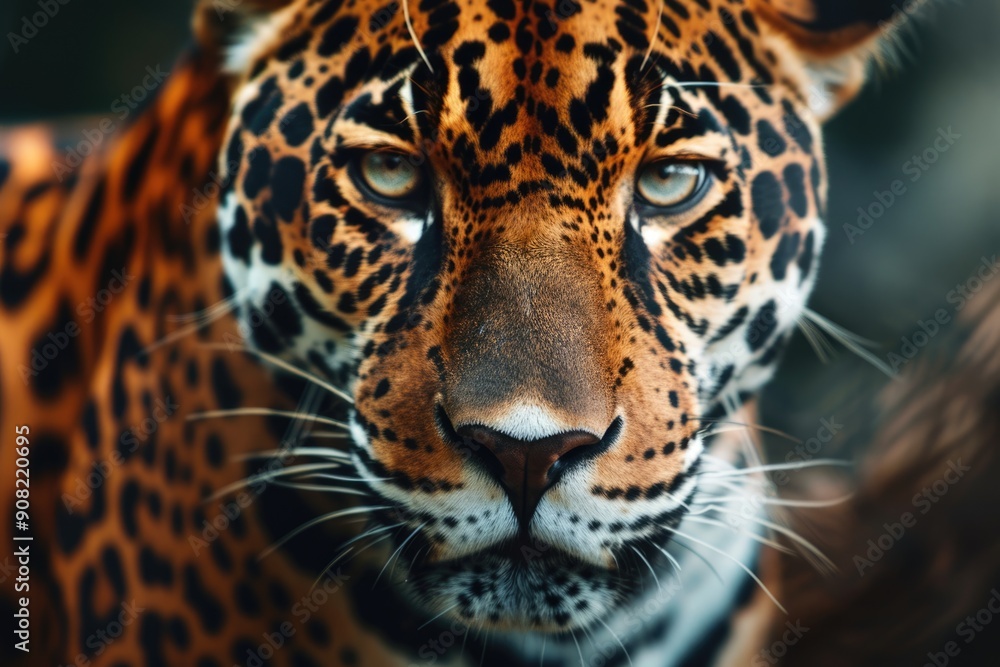Brazil Jaguar. Hunting Leopard Cat in Wild Nature Habitat Brazil Jaguar. Hunting Leopard Cat in Wild Nature Habitat