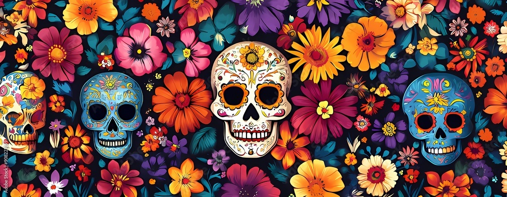 mexican day of the dead a seamless pattern mexican day of the dead a seamless pattern