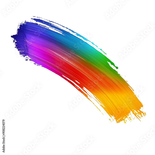 Vibrant rainbow paint smear on a white background.