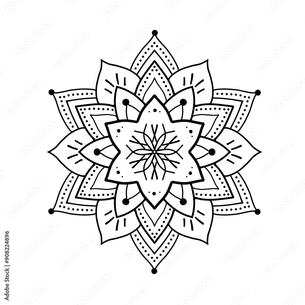 Mandala pattern. Black and white mandala coloring page. Antistress. Tattoo design Mandala pattern. Black and white mandala coloring page. Antistress. Tattoo design