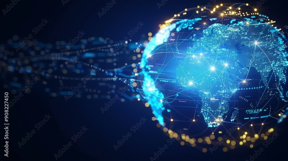 Obraz premium Glow global network technology