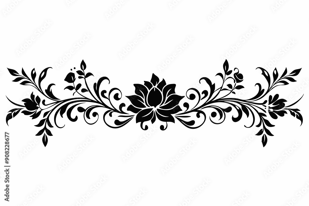 graphic with a black white and pink elegant plant flower ornament on an isolated background graphic with a black white and pink elegant plant flower ornament on an isolated background