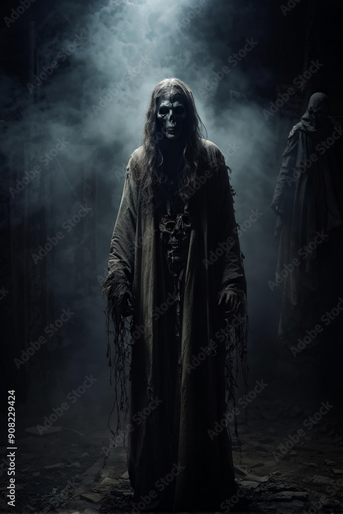 Fototapeta premium Frightened Souls in Dark Halloween Night