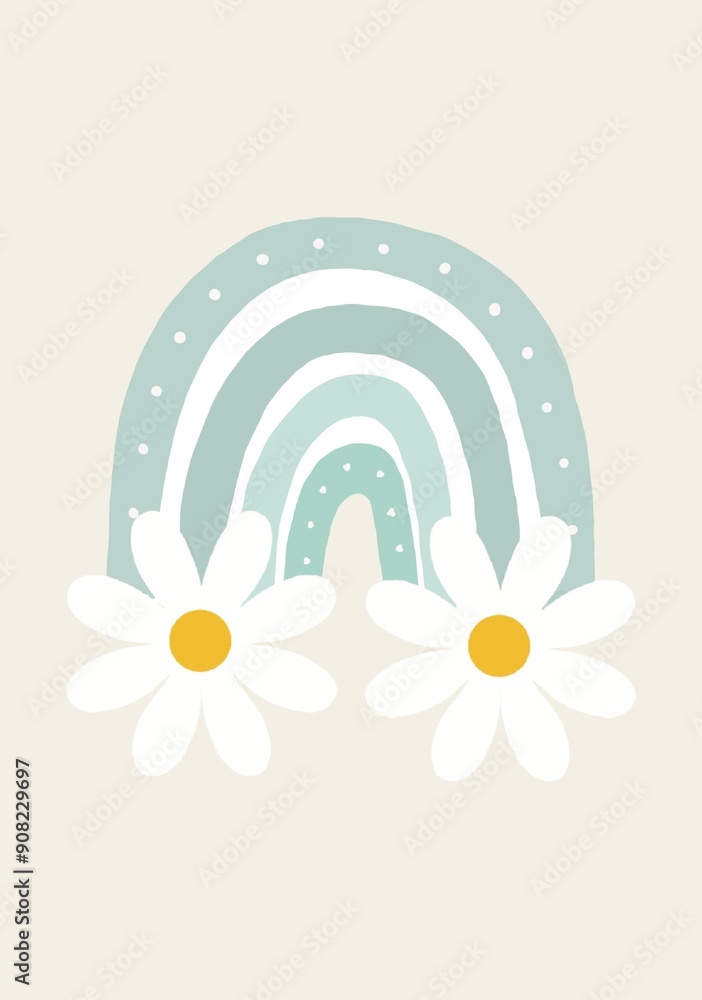 Obraz premium Nursery room poster, delicate poster for a girl's children's room, happy rainbow