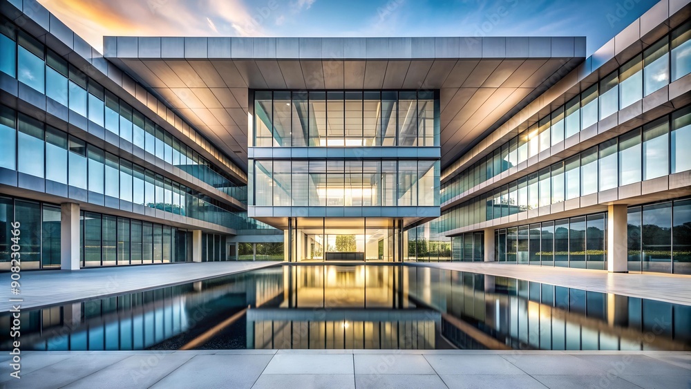 A Symphony of Glass and Concrete: A Modern Architectural Masterpiece in the Heart of the City generative AI A Symphony of Glass and Concrete: A Modern Architectural Masterpiece in the Heart of the City generative AI