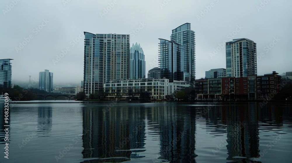 Obraz premium Austin Cityscape. City Skyline with Architectural Buildings and Waterfront View