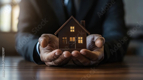 A Hand Holding a Miniature House