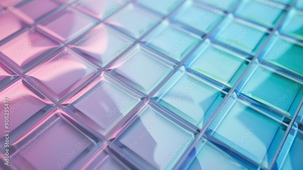 Abstract geometric pattern with overlapping glass squares in purple and blue hues. Abstract geometric pattern with overlapping glass squares in purple and blue hues.
