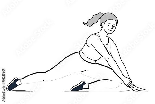 A woman who wakes up in the morning and stretches  vector illustration 
