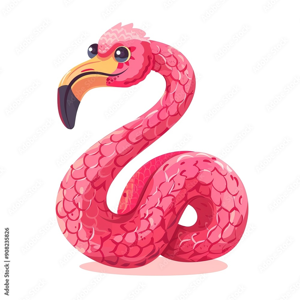 Fototapeta premium Cobra flamingo Country animal fashion cartoon isolated whitebackground 16:9