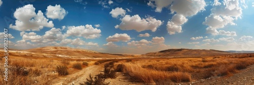 Iraq Desert. Panoramic View of Kurdistan Landscape with Cloudy Sky in Fall 2024