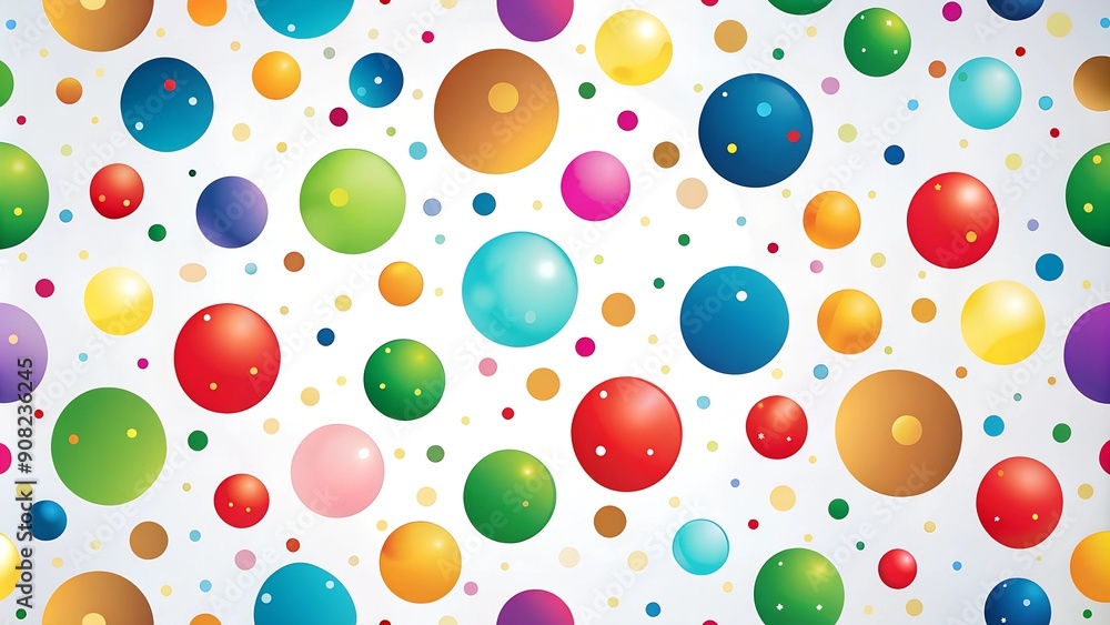 Multicolored polka dot pattern on white background, cheerful and playful design Multicolored polka dot pattern on white background, cheerful and playful design