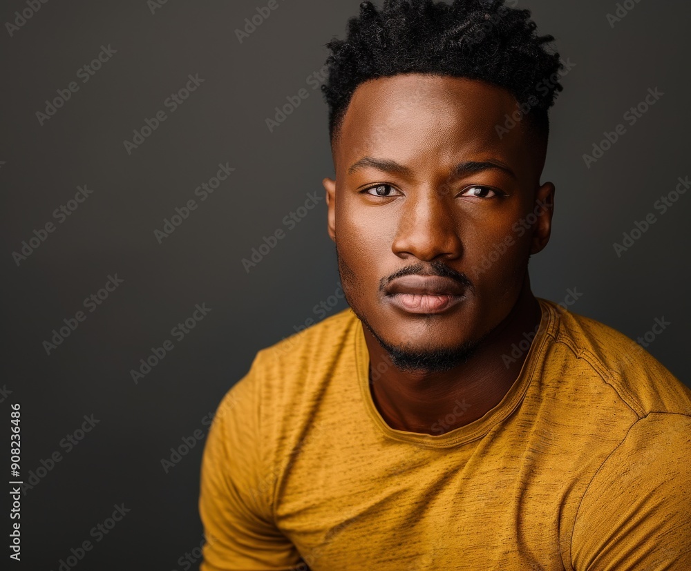 Confident African American Man Posing on a Solid Background Confident African American Man Posing on a Solid Background