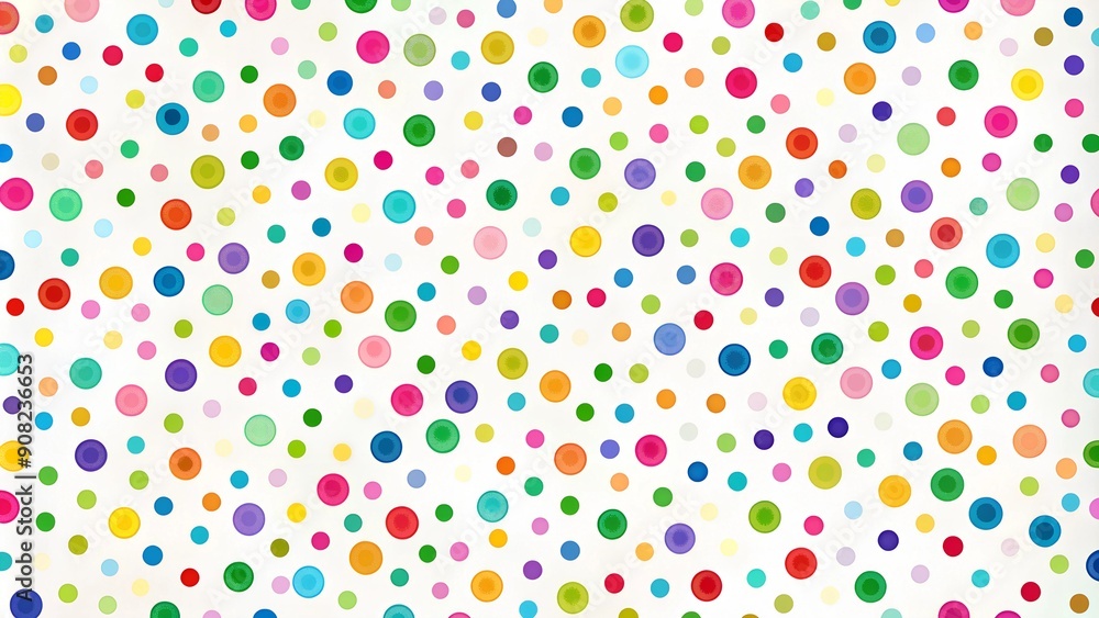 Cheerful polka dots in vibrant colors on white background, playful design Cheerful polka dots in vibrant colors on white background, playful design