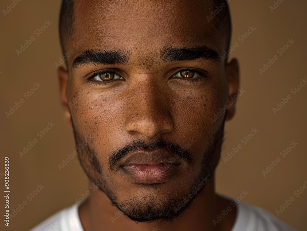 Fototapeta premium Confident African American Man Poses Against a Solid Background