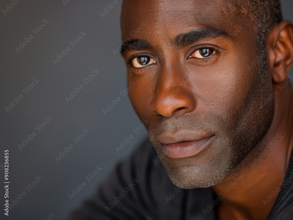 Fototapeta premium Confident African American Man Posing Against Solid Background
