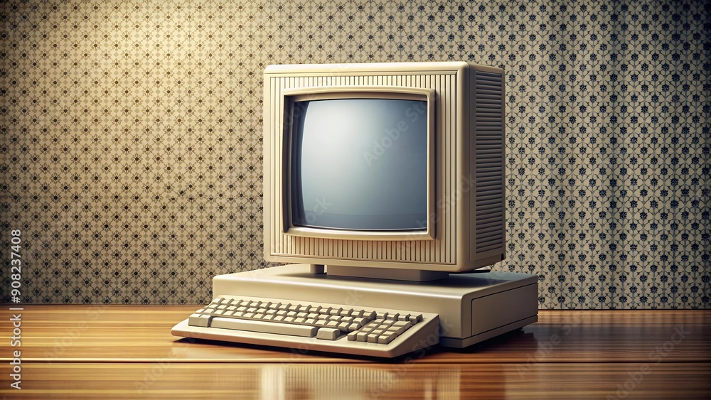 Retro Reflections: A Halftone Computer Reflecting in a Vintage Mirror Generative AI Retro Reflections: A Halftone Computer Reflecting in a Vintage Mirror Generative AI