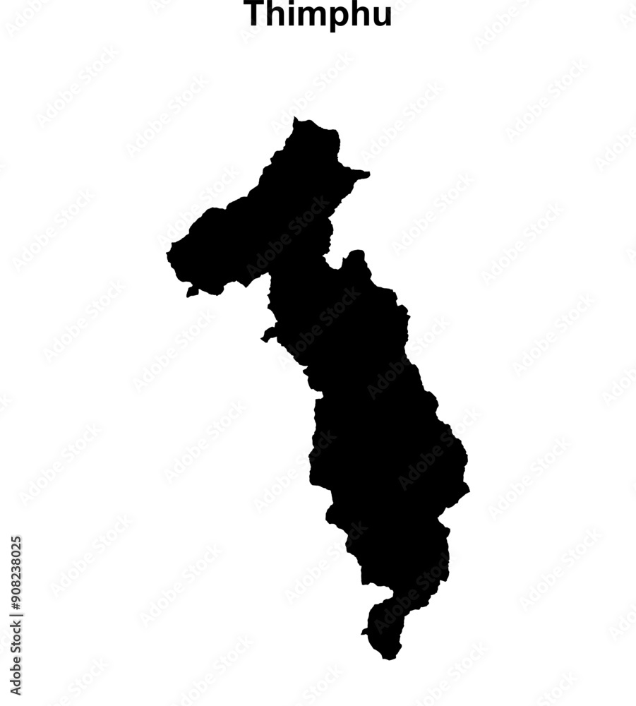 Thimphu district blank outline map Thimphu district blank outline map