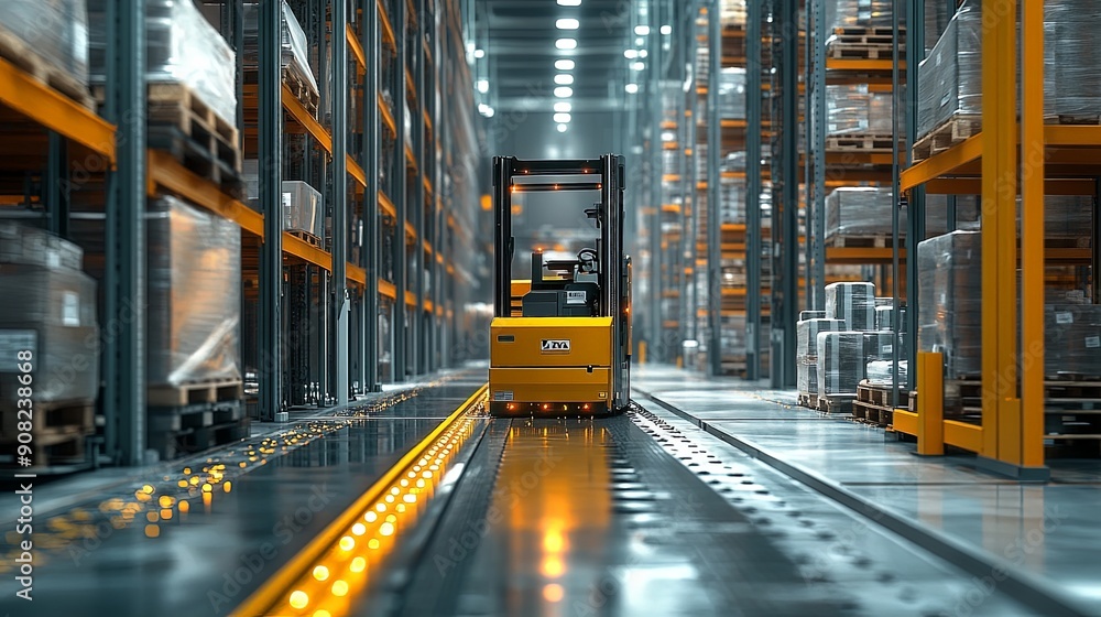 Fototapeta premium Advanced Automatic Logistics Management in Modern Warehouse
