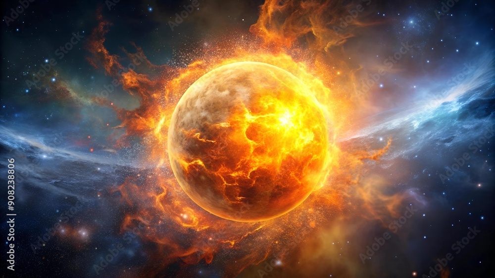 Galactic Fireball with Nebula Dust generative AI Galactic Fireball with Nebula Dust generative AI