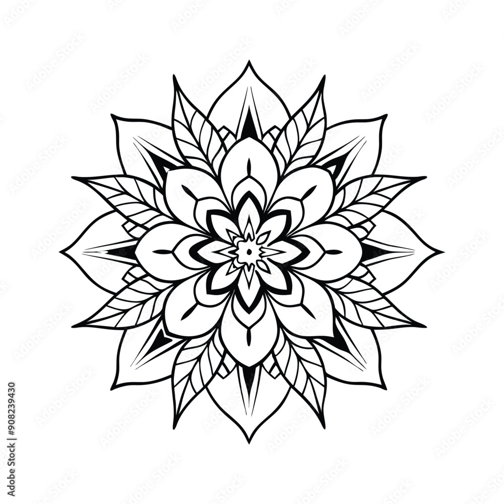 Fototapeta premium Beautiful coloring page mandala art design 