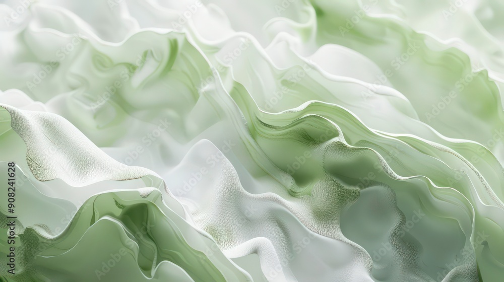 Obraz premium Abstract Wavy Green and White Texture