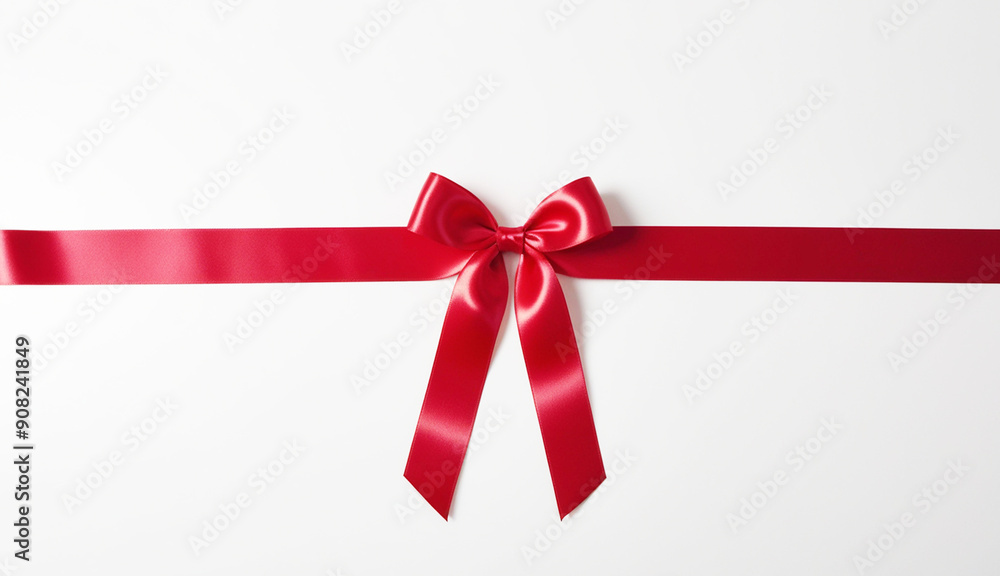 Red Satin Ribbon Bow on White Background for Elegant Gift Wrapping and Festive Decoration Red Satin Ribbon Bow on White Background for Elegant Gift Wrapping and Festive Decoration