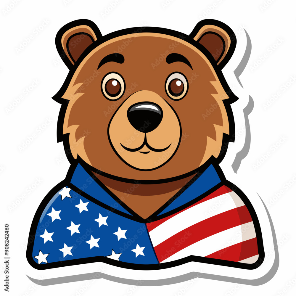 Fototapeta premium bear in a realistic style with a US flag