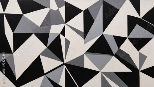 Black and white minimal elegant art with triangles shapes photo