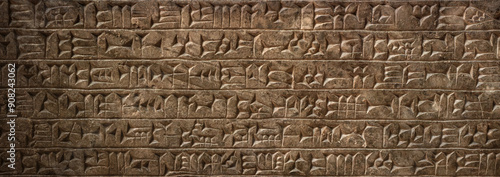 Ancient cuneiform Sumerian text. Historical background on the theme of civilizations of Assyria, Mesopotamia, Babylon, interfluve, Sumerian. Ancient archaeological background.