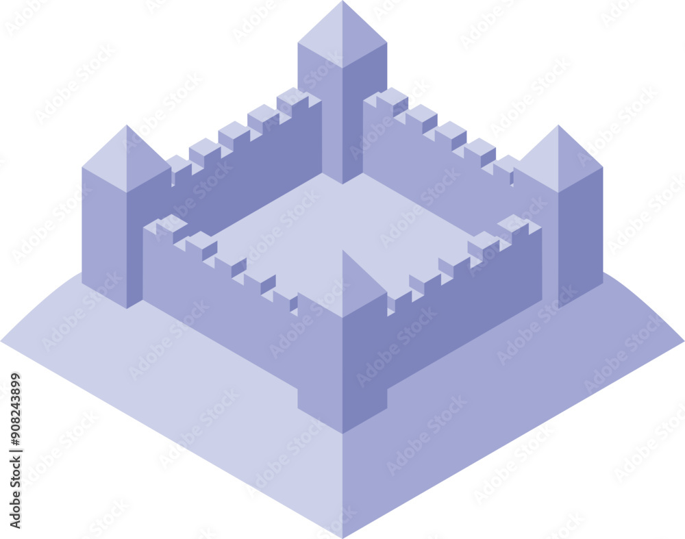 Naklejka premium Illustration of a medieval fortress with towers, protecting the inhabitants inside its walls