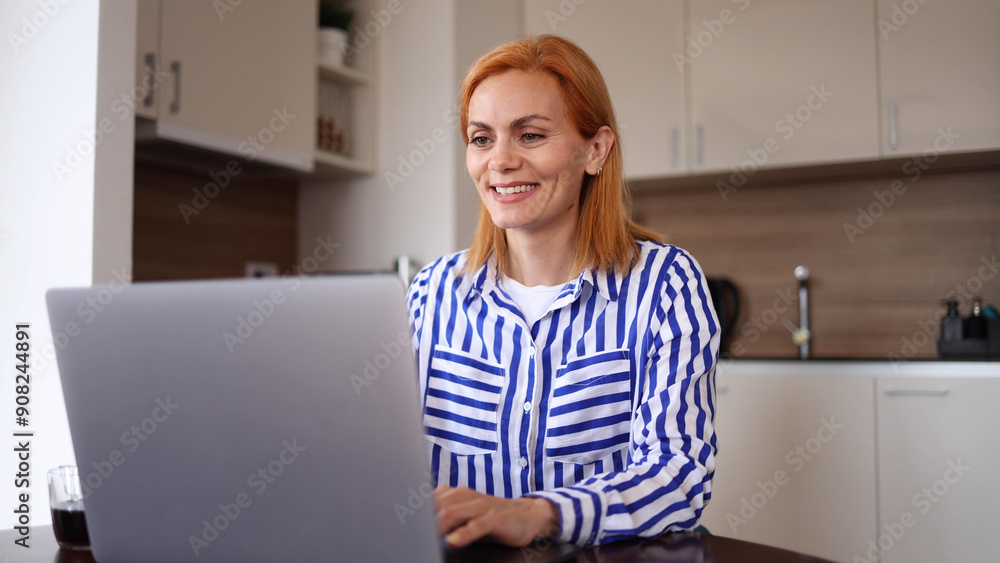 Woman enjoying her work from home Woman enjoying her work from home