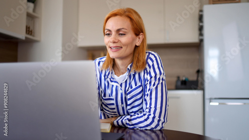 Woman enjoying her work from home